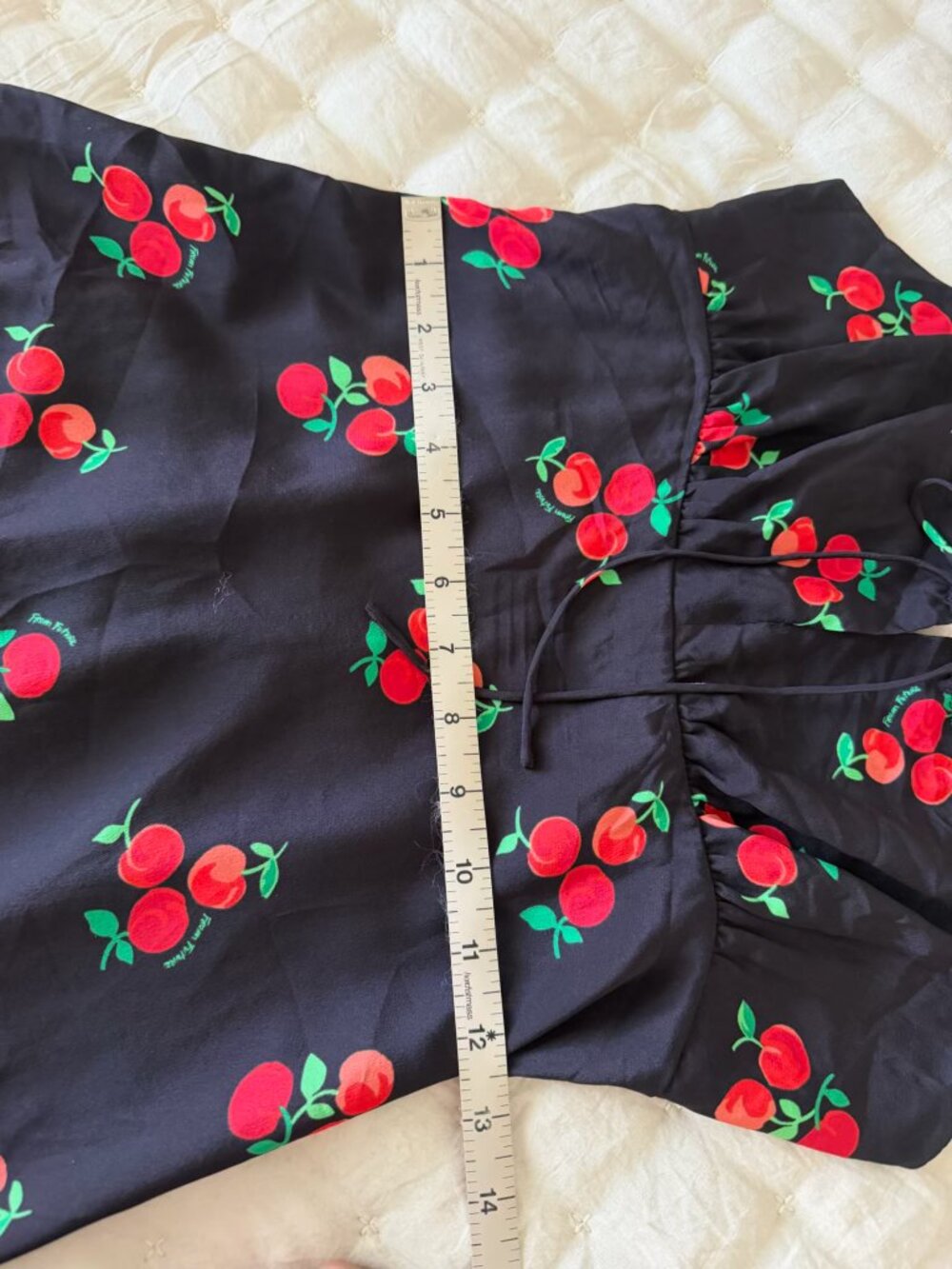 From Future | 100% Silk Cherry Print Mini Slip Dress - Picture 10 of 11